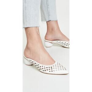 JAGGAR White Caged Laser-Cut Geometric Statement Heel Mules EU 35 NWOB